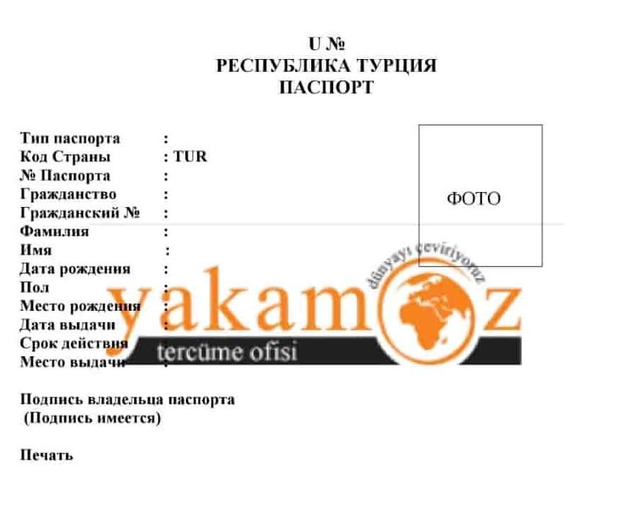 russian passport translation example